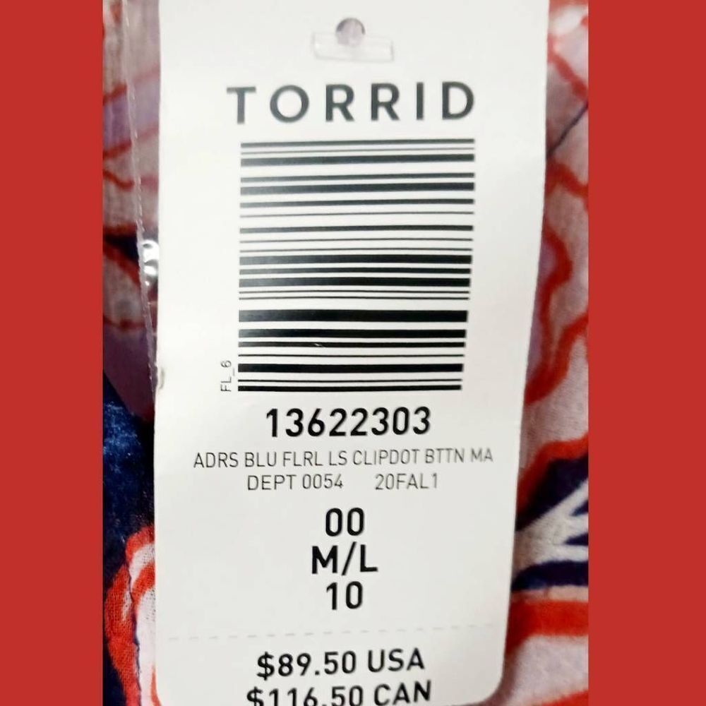 TORRID NEW Navy Floral Swiss Dot Button down Tea- Length Dress. - Picture 15 of 16